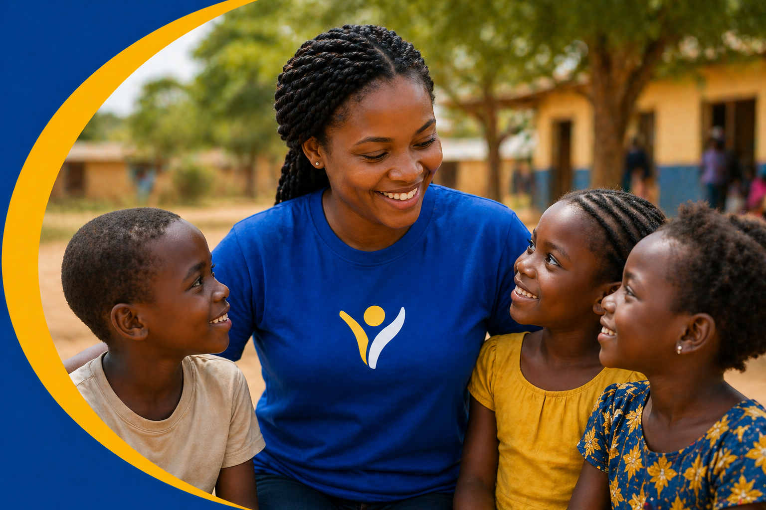 Children sharing a joyful moment in their community