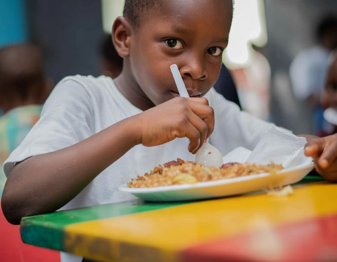 A family receiving practical food support